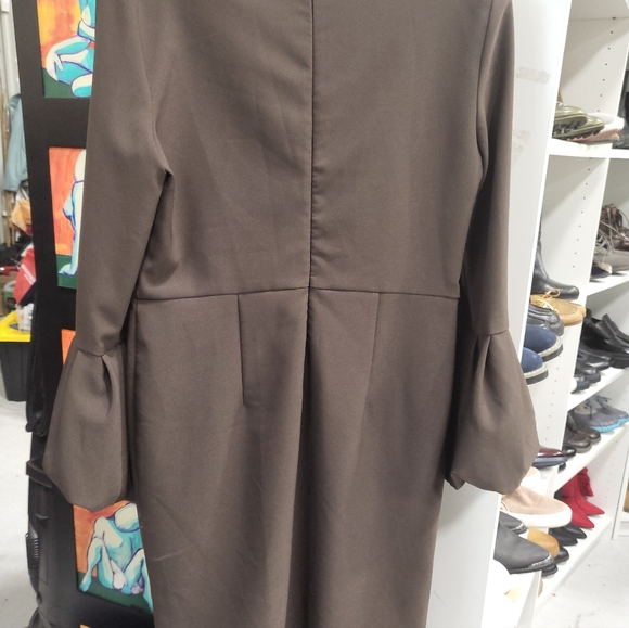 Cristina Gavioli Brown Puff Sleeve Dress - Picture 2 of 7
